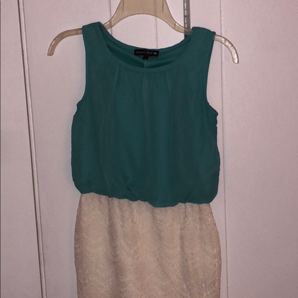 Turquoise dress with white bottom
